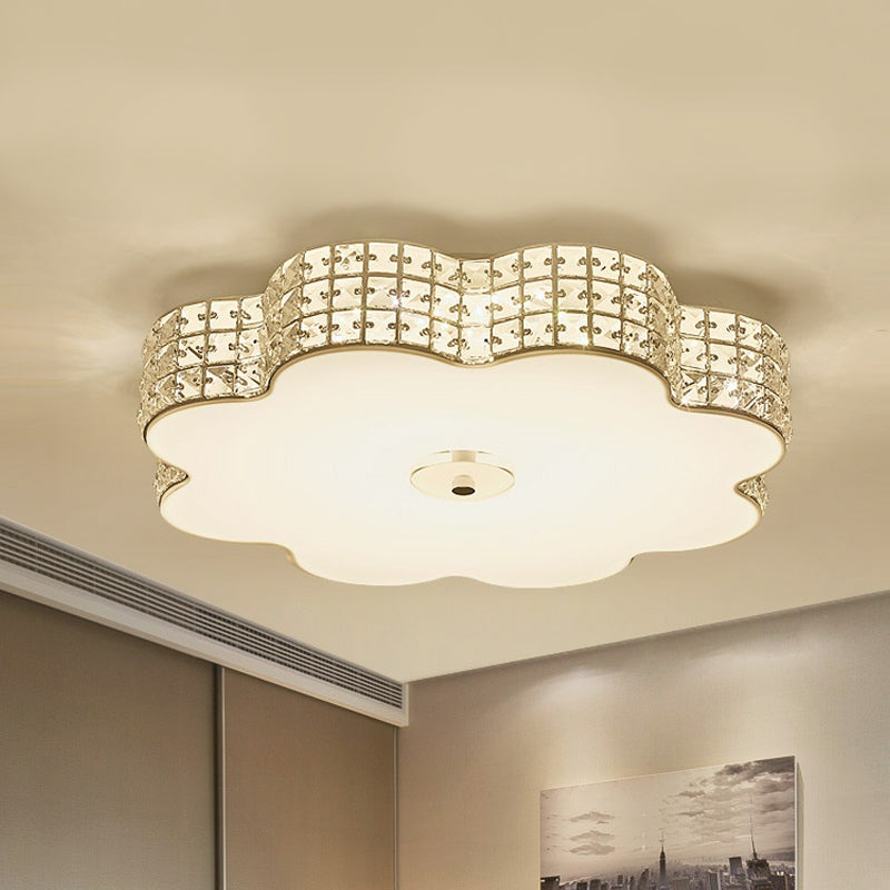 Gold Crystal LED Flush Mount Living Room Ceiling Light - Modern and Chic