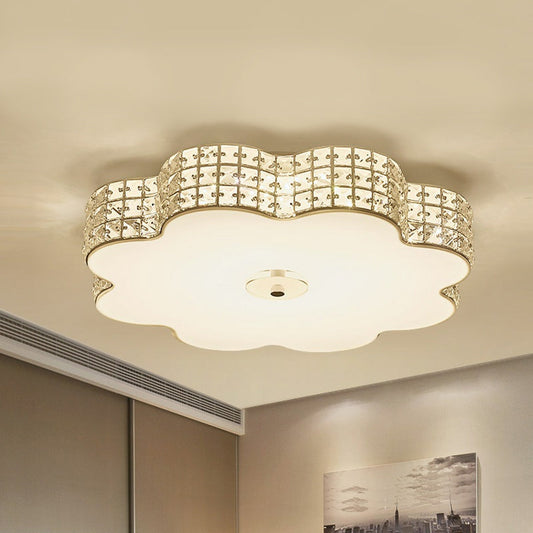 Gold Crystal LED Flush Mount Living Room Ceiling Light - Modern and Chic