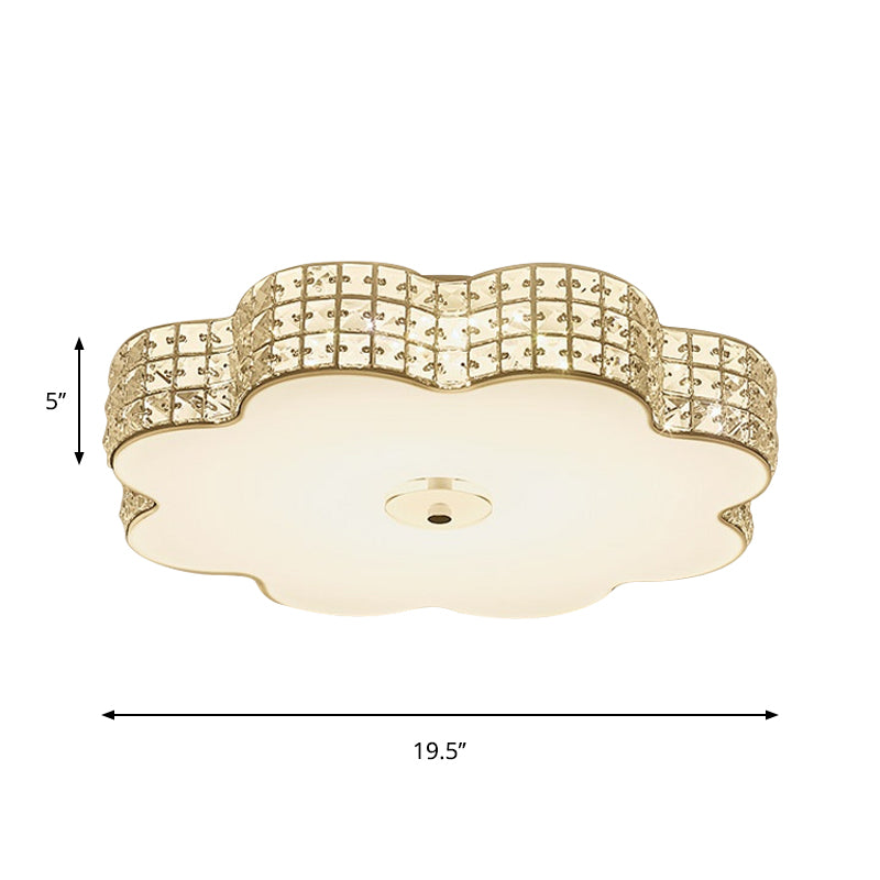 Gold Crystal LED Flush Mount Living Room Ceiling Light - Modern and Chic