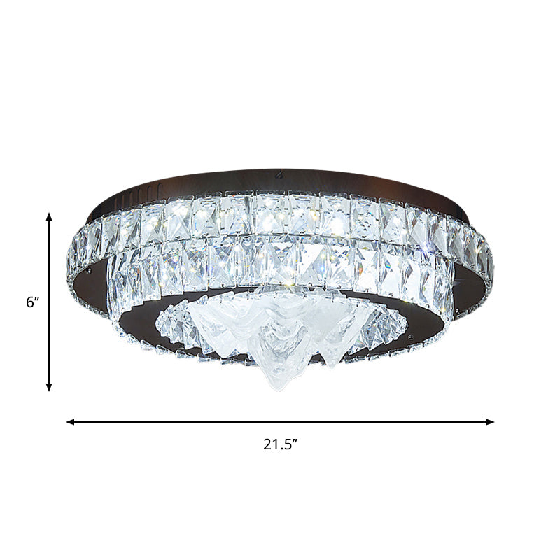 Iceberg Crystal LED Flush Mount Lamp: Sleek Tiered Design for Parlor Ceiling in Chrome