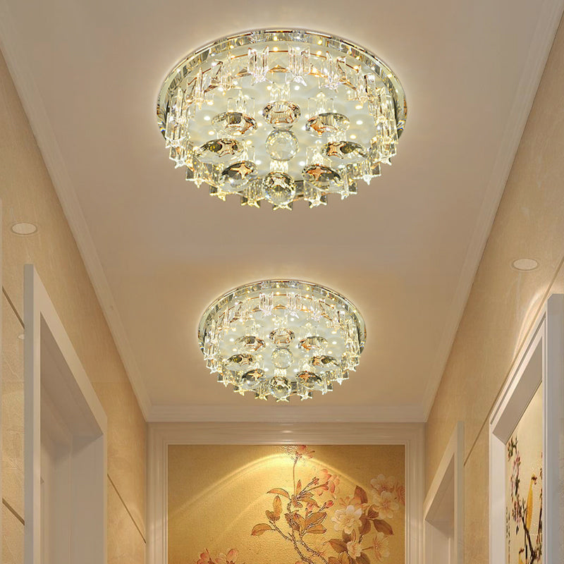 Contemporary Crystal Hallway LED Ceiling Lamp in Purple/Coffee - Warm/White Light