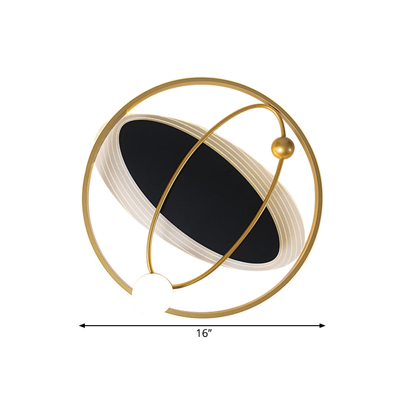 Gold Circle LED Flush Mount Ceiling Lamp with Inner Oval Design - Simplicity Collection