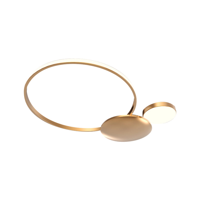 Modern Gold Metal LED Flush Ceiling Light - Stylish Living Room Lighting Fixture