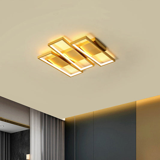 16.5/20.5 Modern Led Flush Ceiling Light In Gold Rectangle Shape Acrylic Shade