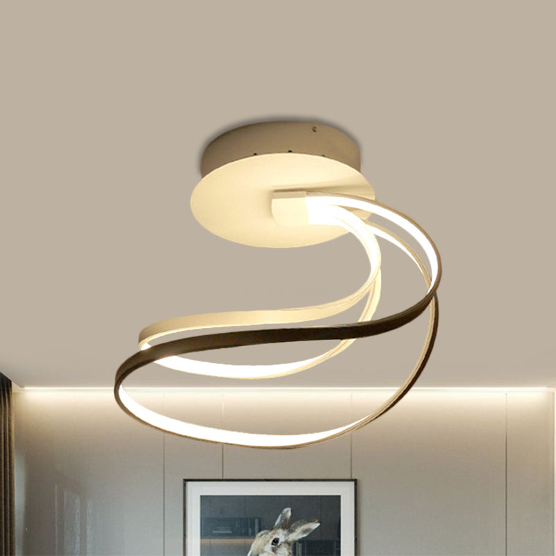 Plafonnier LED moderne pour chambre à coucher avec abat-jour circulaire en métal à lumière chaude/blanche