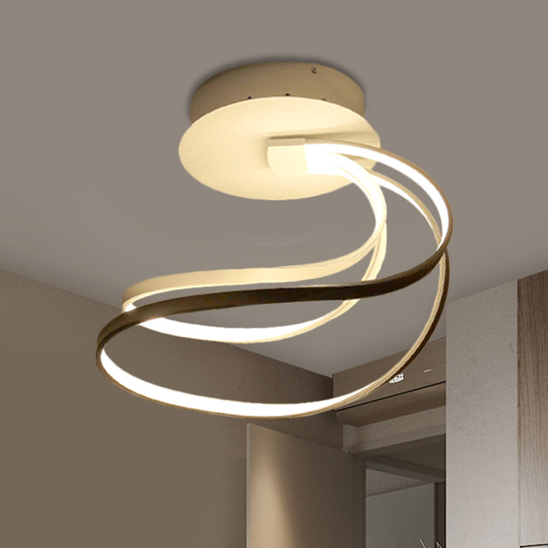Plafonnier LED moderne pour chambre à coucher avec abat-jour circulaire en métal à lumière chaude/blanche