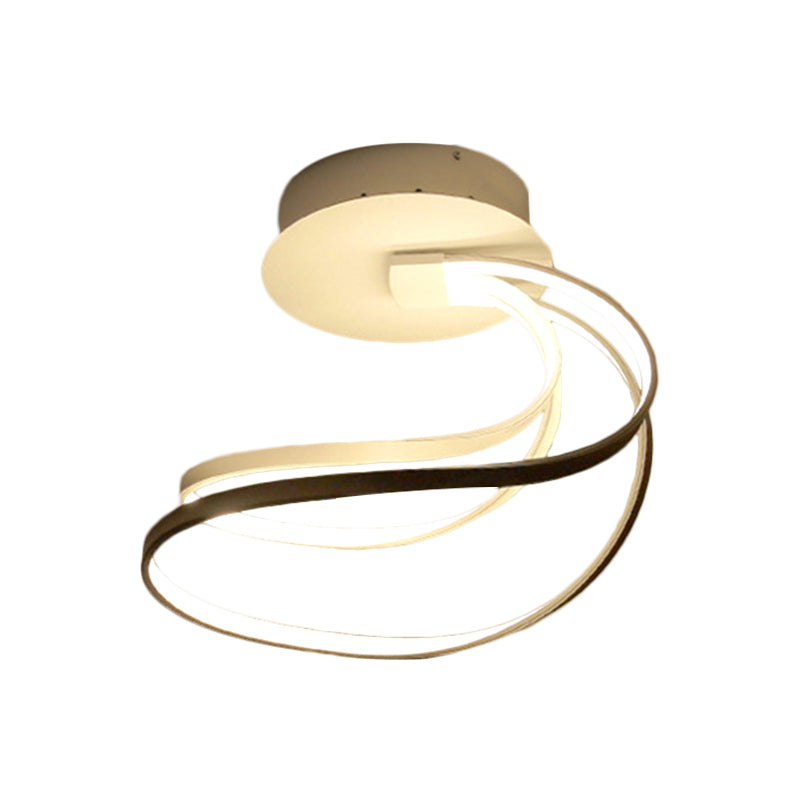Plafonnier LED moderne pour chambre à coucher avec abat-jour circulaire en métal à lumière chaude/blanche