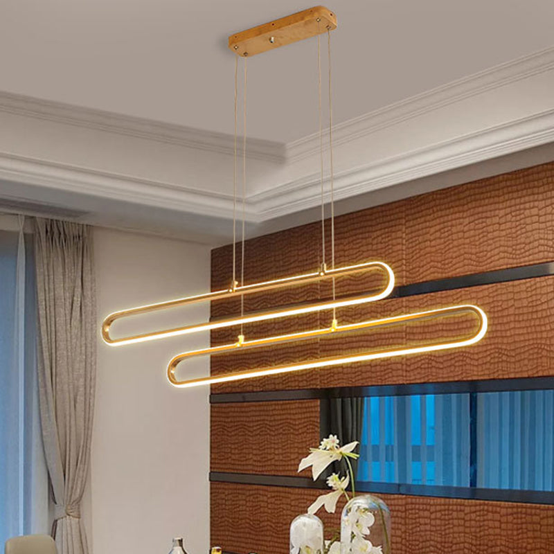 Golden Led Aluminum Island Pendant Light - Modern Elliptical Design Warm/White 39/47