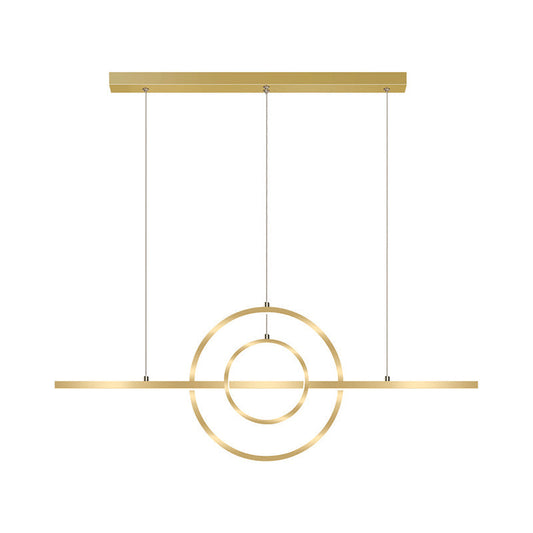 Modern Gold 2-Ring Led Island Pendant Lamp With Warm/White Light - Perfect For Dining Room