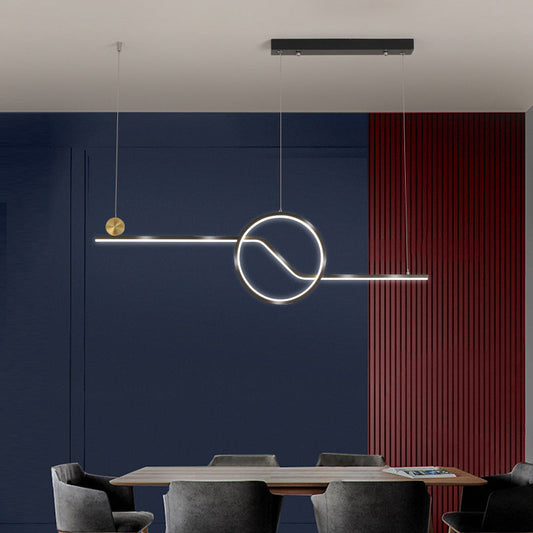 Contemporary Metal Ceiling Light With Led Island Pendant In Black For Dining Room Warm/White