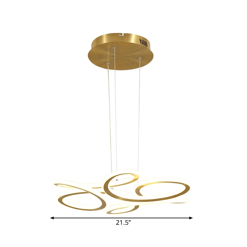 Gold Modern LED Chandelier Light with Aluminum Shade in Warm/White Light