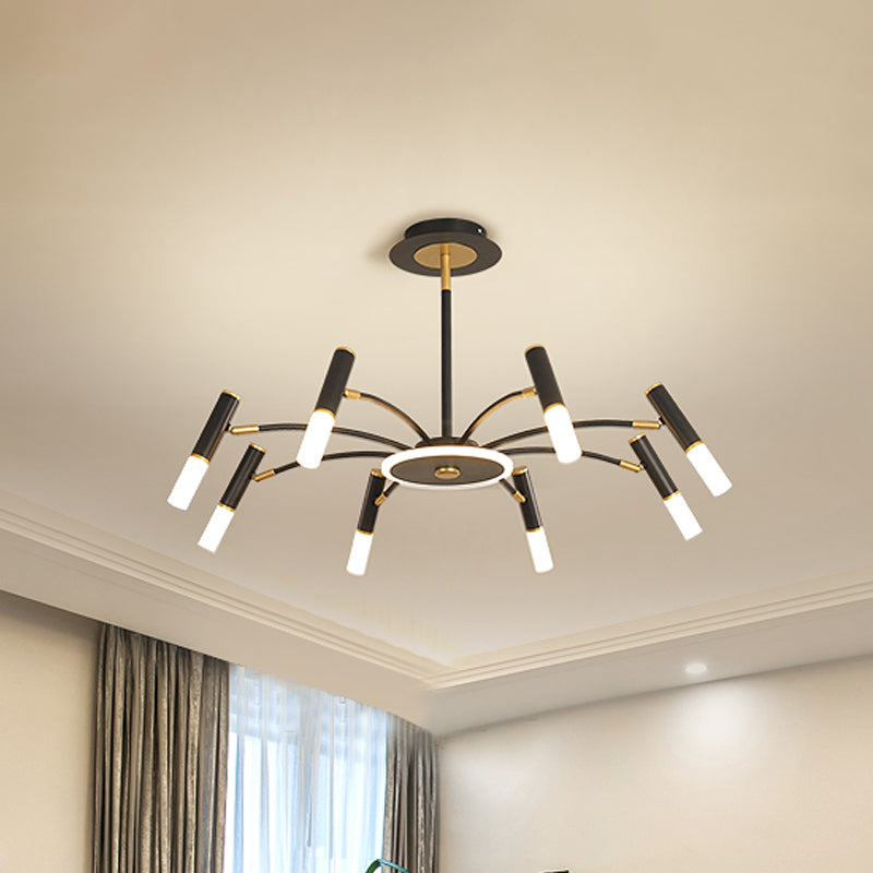 Metallic Tube Hanging Chandelier - Retro 6/8/10-Head Black-Gold - Warm/White Suspension Lighting