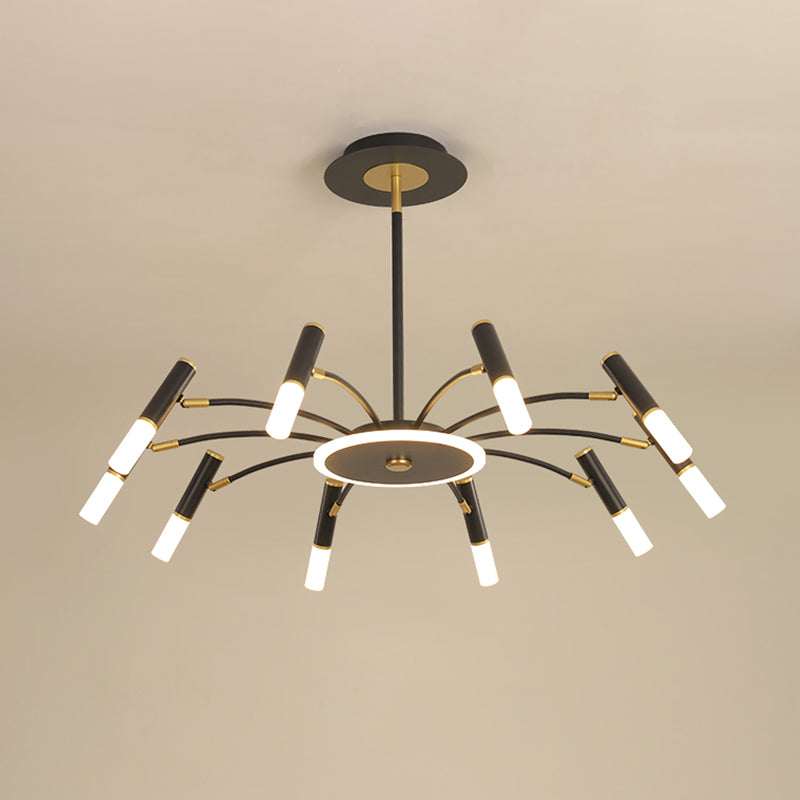 Metallic Tube Hanging Chandelier - Retro 6/8/10-Head Black-Gold - Warm/White Suspension Lighting