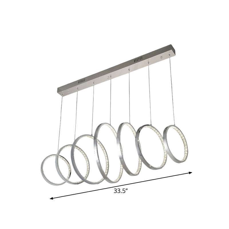 Sleek Chrome Metal LED Pendant Light with Multiple Lamps for Kitchen Ceiling