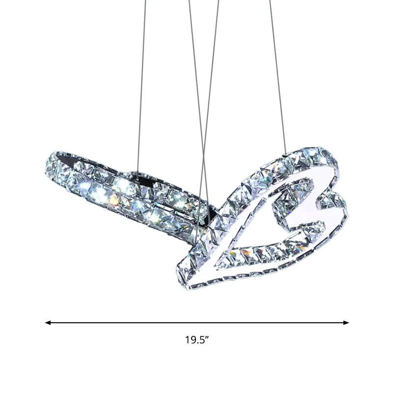 Contemporary Stainless-Steel Led Ceiling Lamp With Multi Pendant Crystal Blocks And Warm/White Light