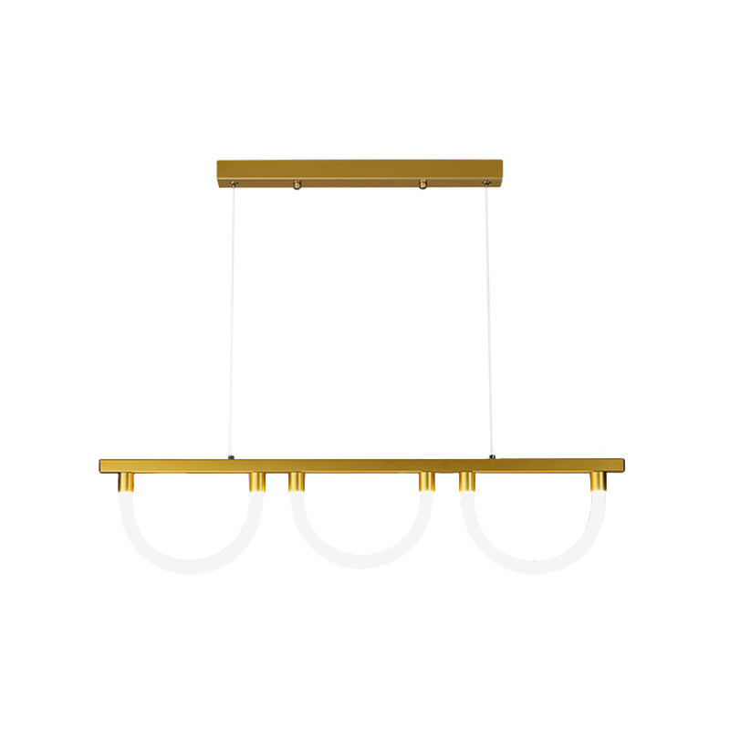 Contemporary Black/Gold Kitchen Island Lamp - Acrylic Semicircle Design (3 Lights)