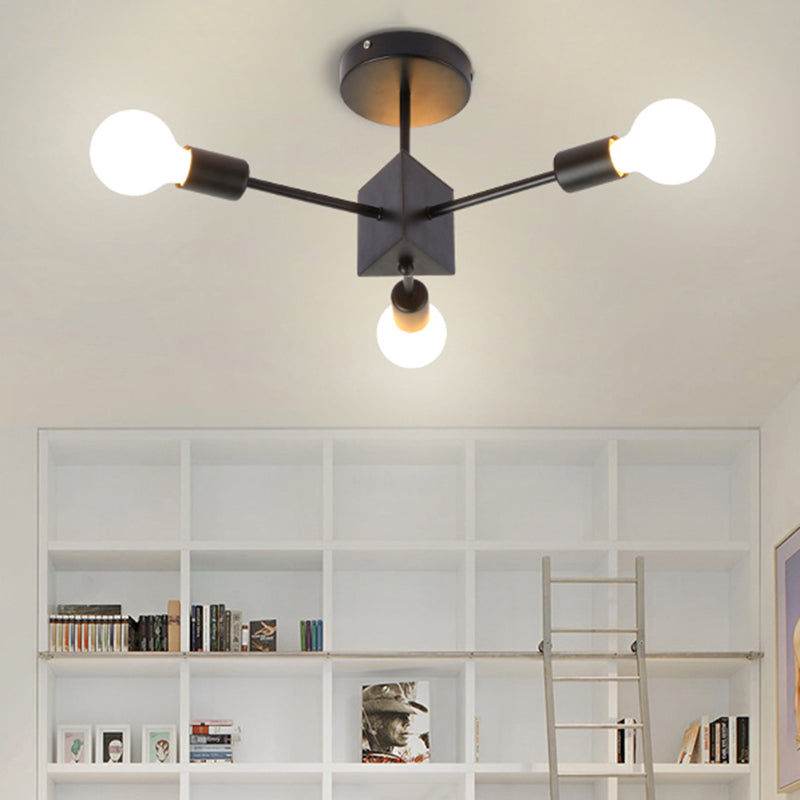 Metallic Black Linear Ceiling Lamp for Study Room and Bedroom