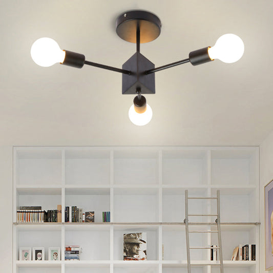 Metallic Black Linear Ceiling Lamp for Study Room and Bedroom