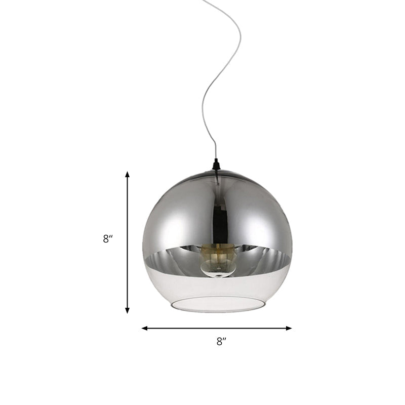 Post-Modern Glass Globe Pendant Light - 6"/8"/10" Width - 1 Light - Sliver Finish