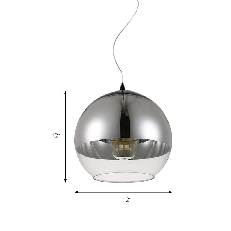 Post-Modern Glass Globe Pendant Light - 6"/8"/10" Width - 1 Light - Sliver Finish