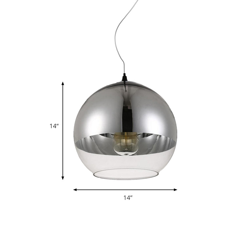 Post-Modern Glass Globe Pendant Light - 6"/8"/10" Width - 1 Light - Sliver Finish