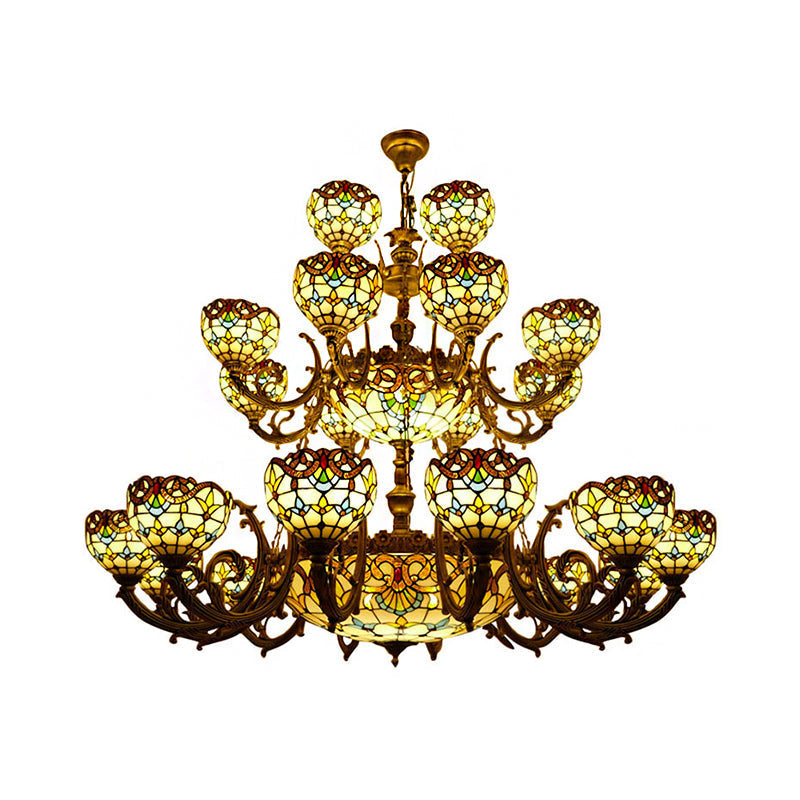 Extra Large Baroque 26/13-Light Art Glass Chandelier in Brown for Living Room