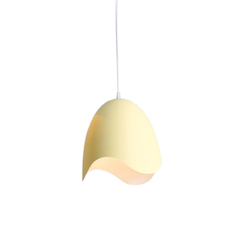 Macaron Metal Pendant Light - 9.5/12 Dia Pink/White/Blue Hanging Lamp Kit