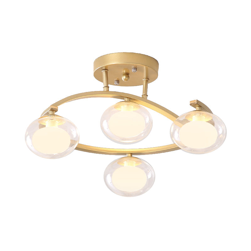 Lampe à bras pivotant pour montage semi-plafond avec abat-jour ovale - Lampe contemporaine en métal pour cafés