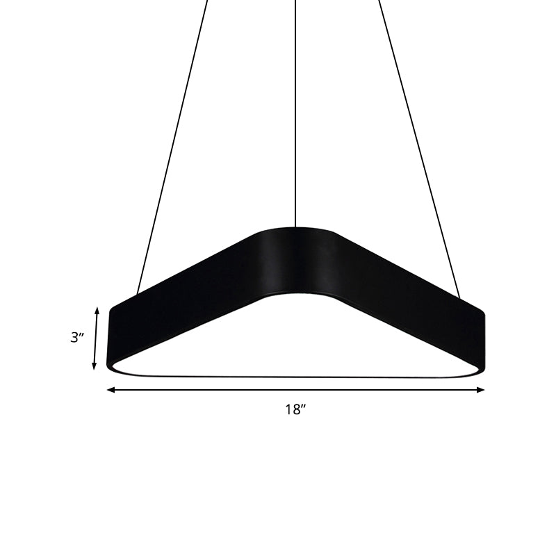 Modern LED Triangle Suspension Lighting - 18"/23.5" Long - White/Black/Silver Hanging Lamp in White/Warm Light