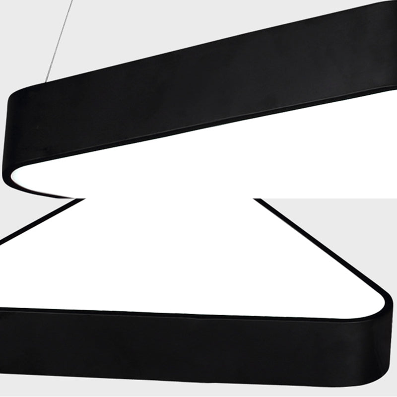 Modern LED Triangle Suspension Lighting - 18"/23.5" Long - White/Black/Silver Hanging Lamp in White/Warm Light