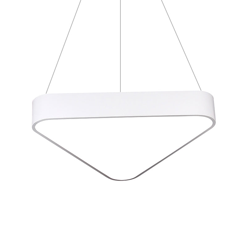 Modern Metal Triangle Suspension Led Hanging Lamp - 18/23.5 Long White/Black/Silver White/Warm Light