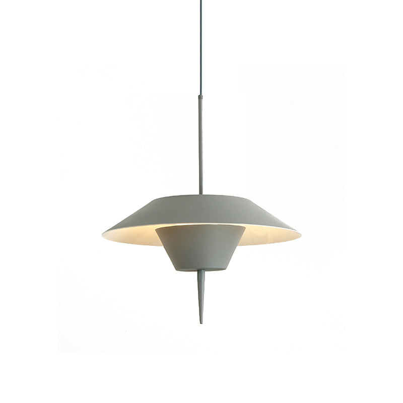Modern Grey/White/Pink Cone Ceiling Light With Inverted Conical Insert - Metal Drop Pendant 12/16W