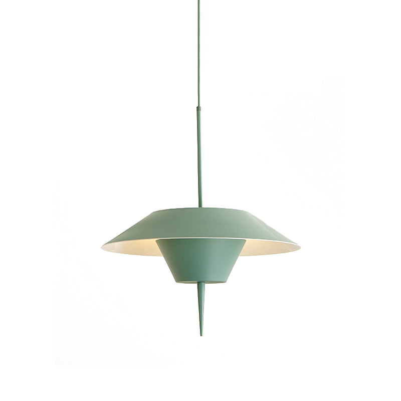 Modern Grey/White/Pink Cone Ceiling Light With Inverted Conical Insert - Metal Drop Pendant 12/16W
