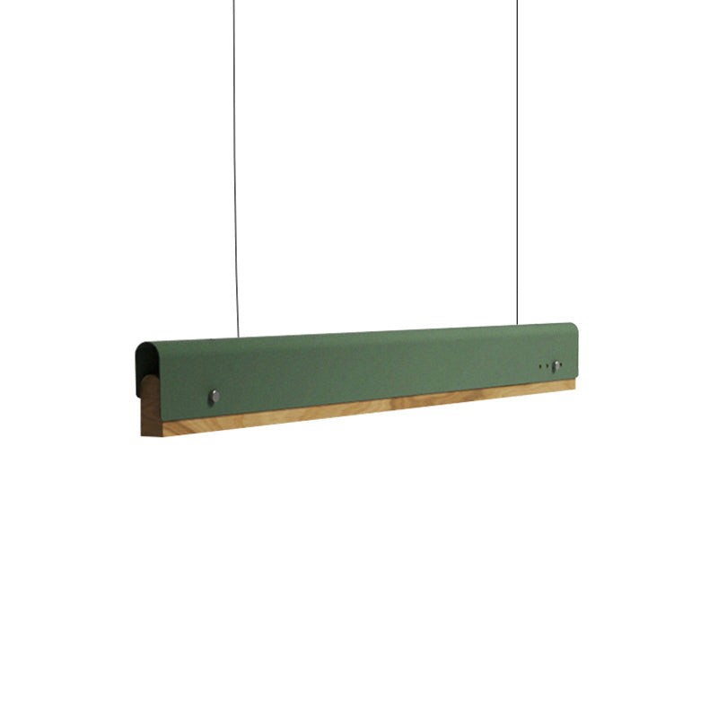 Modern Wood and Metal Rectangle Ceiling Pendant Light - 23.5"/35.5"/47" Wide - 1 Light - White/Pink/Yellow Hanging Lamp Kit