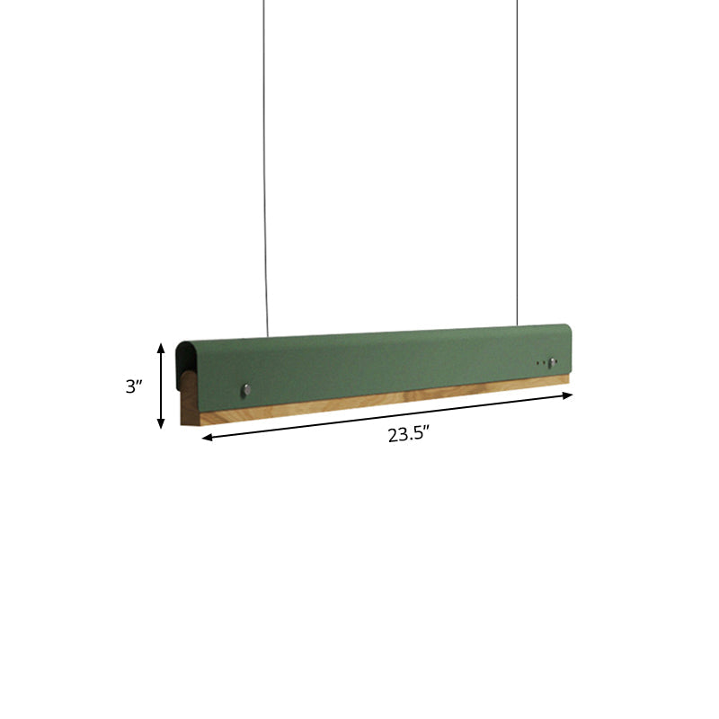 Modern Wood and Metal Rectangle Ceiling Pendant Light - 23.5"/35.5"/47" Wide - 1 Light - White/Pink/Yellow Hanging Lamp Kit