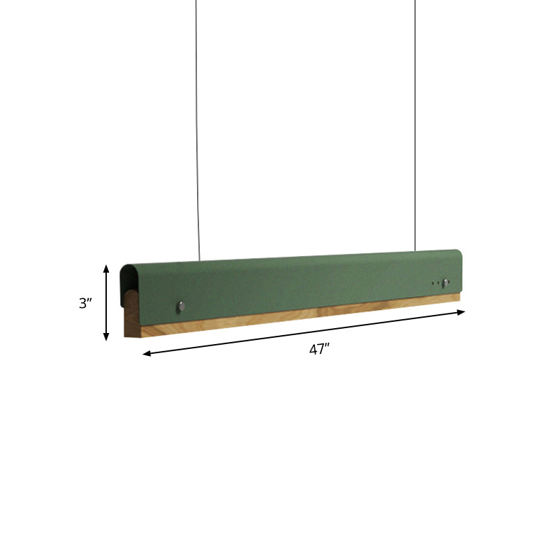 Modern Wood and Metal Rectangle Ceiling Pendant Light - 23.5"/35.5"/47" Wide - 1 Light - White/Pink/Yellow Hanging Lamp Kit