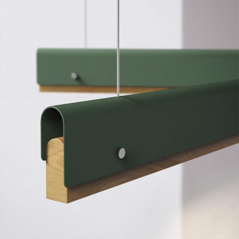 Modern Wood and Metal Rectangle Ceiling Pendant Light - 23.5"/35.5"/47" Wide - 1 Light - White/Pink/Yellow Hanging Lamp Kit