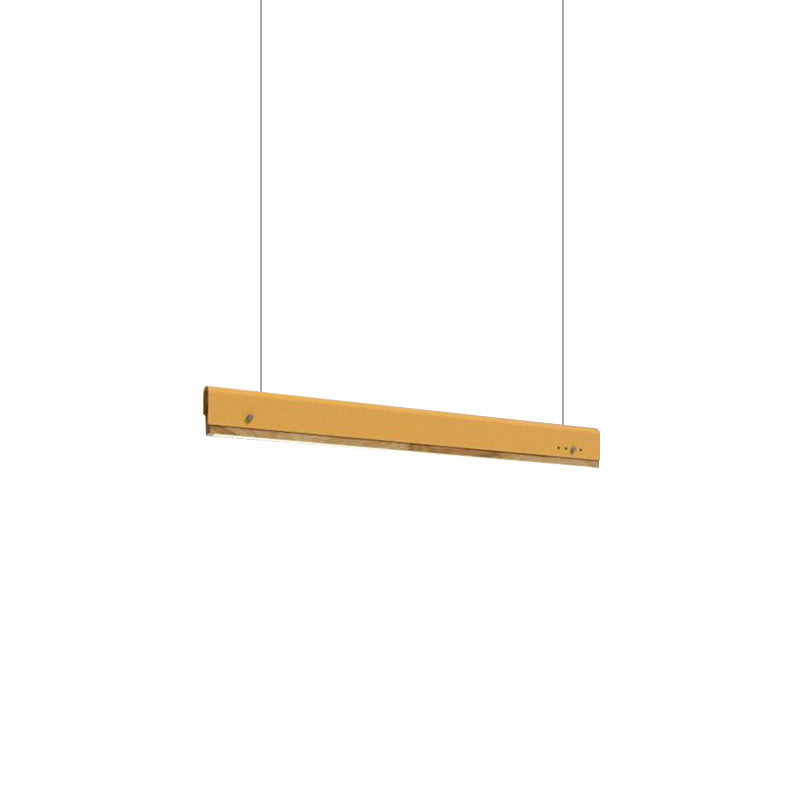 Modern Wood and Metal Rectangle Ceiling Pendant Light - 23.5"/35.5"/47" Wide - 1 Light - White/Pink/Yellow Hanging Lamp Kit