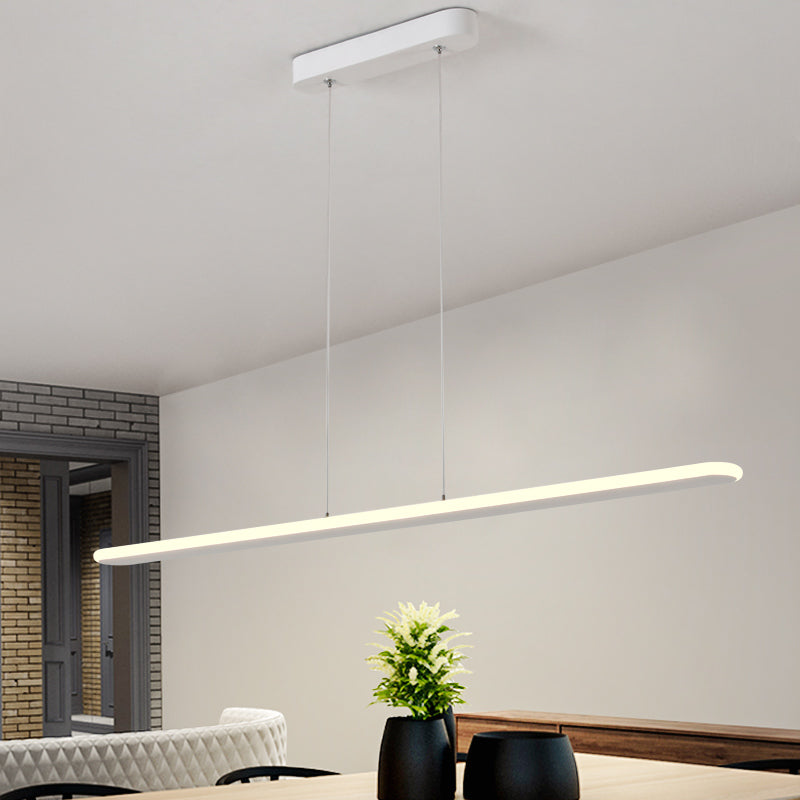 Contemporary Led Kitchen Pendant Light - Wide Oval Hanging Design 16/23.5/31.5 Length Warm/White