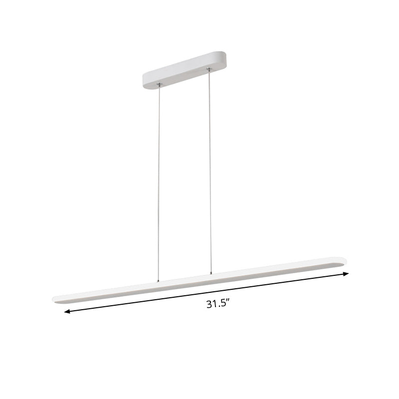 Contemporary Led Kitchen Pendant Light - Wide Oval Hanging Design 16/23.5/31.5 Length Warm/White