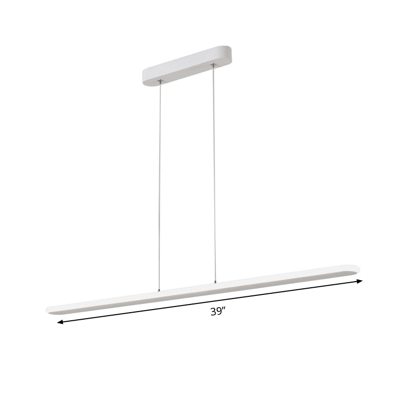 Contemporary Led Kitchen Pendant Light - Wide Oval Hanging Design 16/23.5/31.5 Length Warm/White