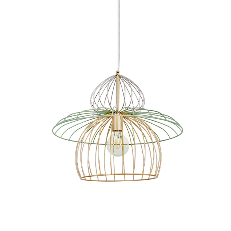Gold Wire Cage Pendant Light Nordic Simple Style Dining Room Suspension Lighting