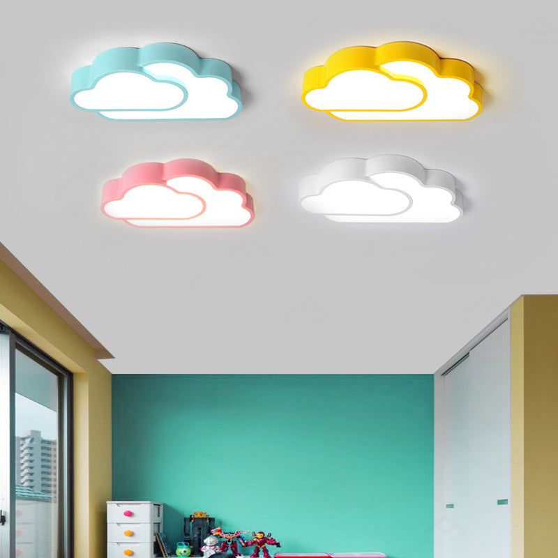 Macaron Cloud Kindergarten Ceiling Light - Acrylic Candy-Colored Flush Light