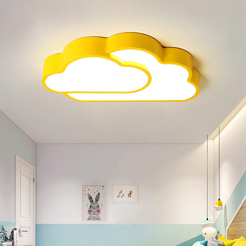 Macaron Cloud Kindergarten Ceiling Light - Acrylic Candy-Colored Flush Light