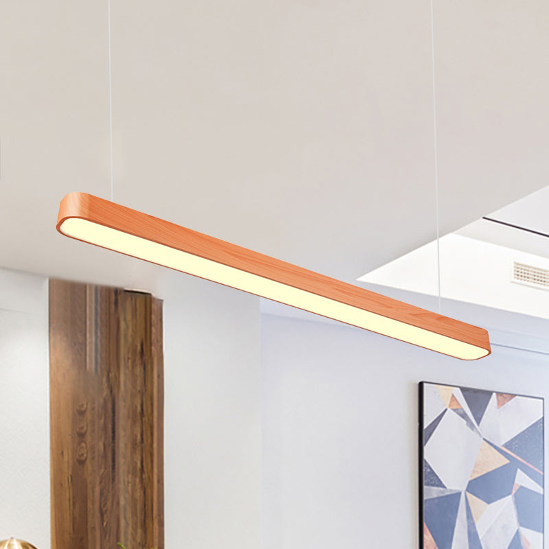 Modern Led Oval Pendant Light - Wood Deep Grain/Light Grain White/Warm/Natural 4/8/12 Wide Dark / 4
