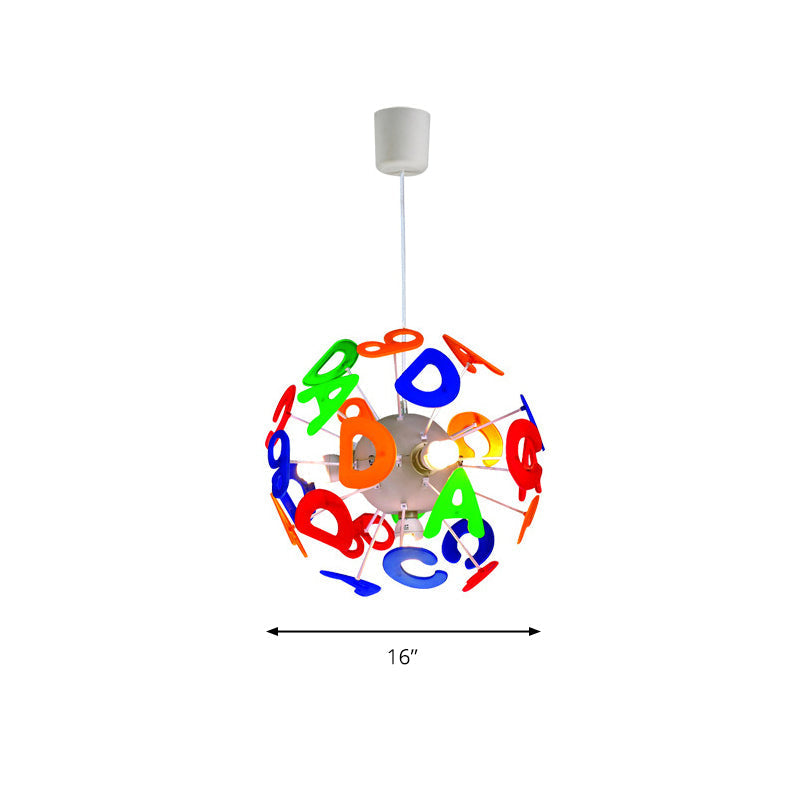 Colorful Kids Globe Ceiling Pendant Light With 4 Plastic Lights For Nursing Room
