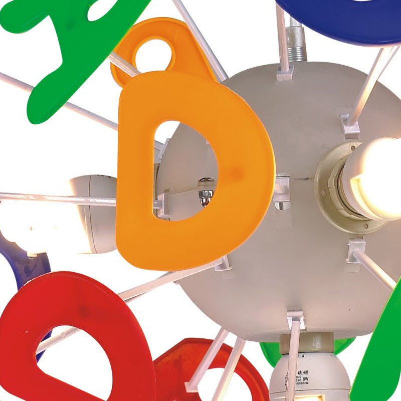 Colorful Kids Globe Ceiling Pendant Light With 4 Plastic Lights For Nursing Room
