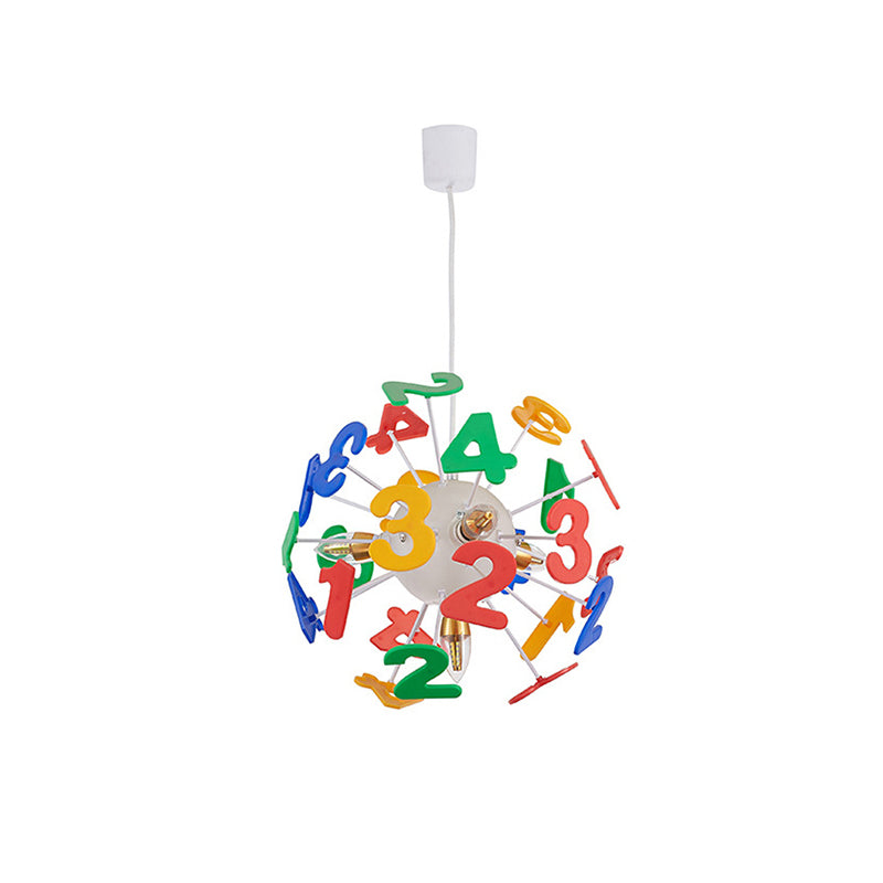 Colorful Kids Globe Ceiling Pendant Light With 4 Plastic Lights For Nursing Room
