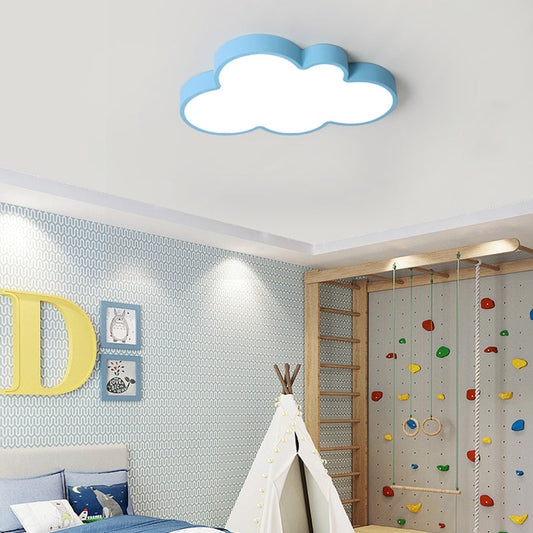 Nordic Style Macaron Colored Cloud Child Flush Mount Light for Bedroom