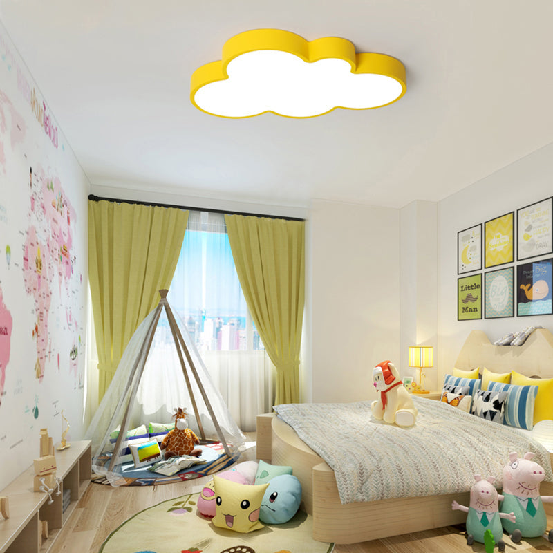 Nordic Style Macaron Colored Cloud Child Flush Mount Light for Bedroom